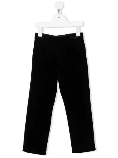 Bonpoint Kids' Straight-leg Velvet Trousers In Black