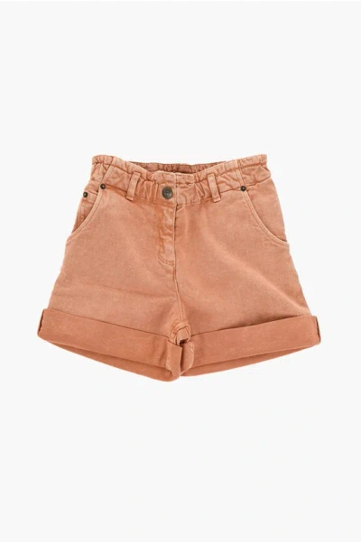 Bonpoint Stretch Denim Cathy Shorts In Orange