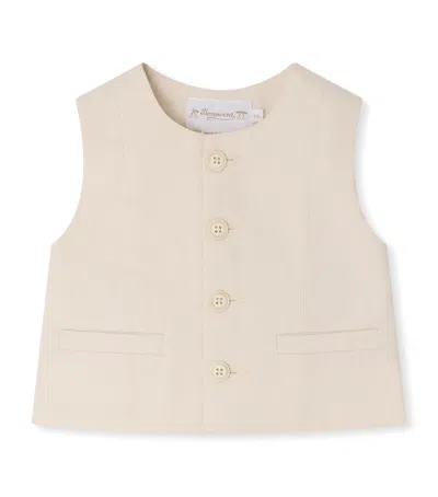 Bonpoint Kids'  Stretch-cotton Waistcoat In Ivory