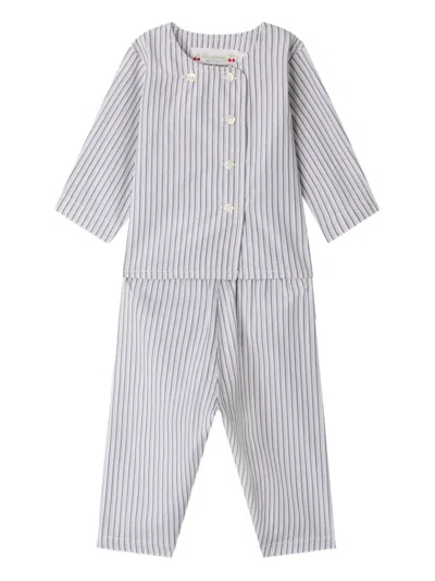 Bonpoint Babies' Striped Button-fastening Pyjamas Set In Blue