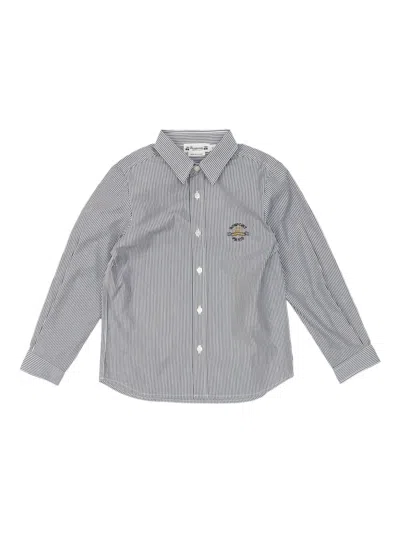 Bonpoint Kids' Striped Button-up Shirt In Gray