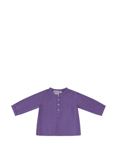 Bonpoint Babies' Striped Buttoned Top In Purple