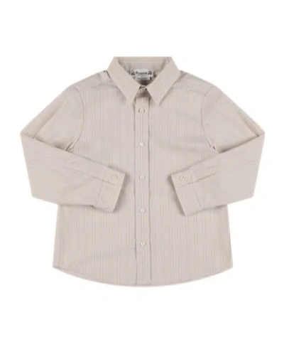 Bonpoint Kids' Striped Cotton Poplin Shirt In Gray