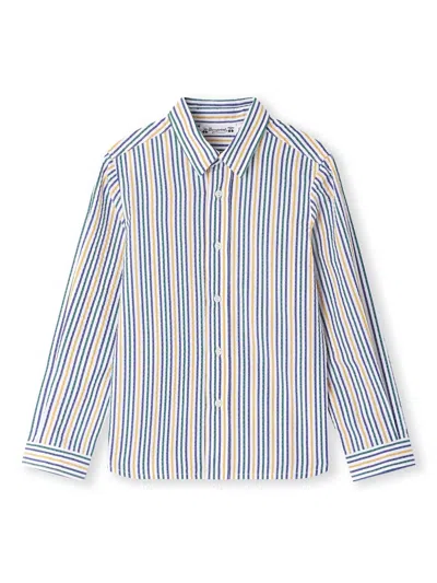 Bonpoint Kids' Striped Cotton Shirt In Blue