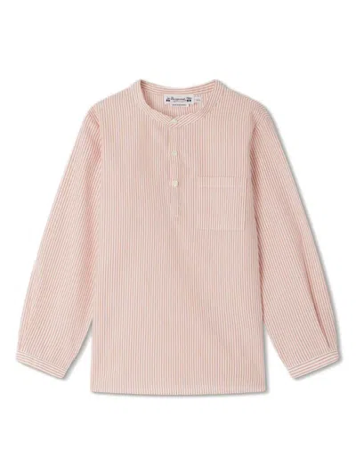Bonpoint Kids' Striped Cotton Shirt In Orange