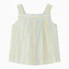 Bonpoint Soleil Striped Cotton Blouse In Green