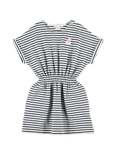 Bonpoint Kids' Striped Gathered Dress In Black