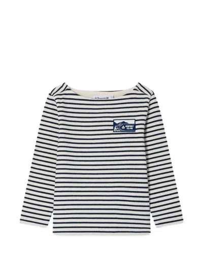 Bonpoint Kids' Striped Logo-patch T-shirt In White