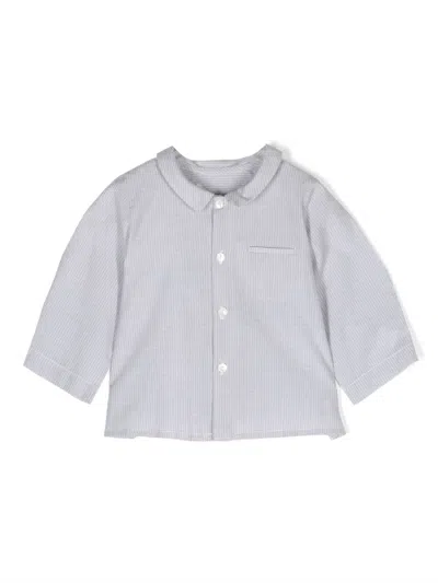Bonpoint Babies' Striped Long-sleeve Shirt In Grey