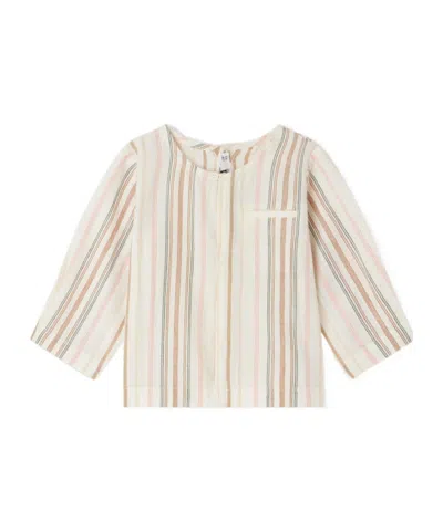 Bonpoint Babies' Gauguin Striped Cotton Blouse In White