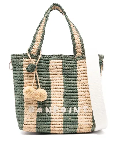 Bonpoint Kids' Striped Tote Bag In Green