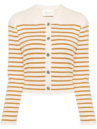 Bonpoint Striped V-neck Cardigan In Neutrals
