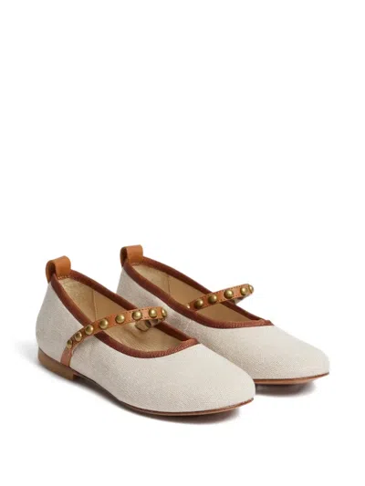 Bonpoint Studded Strap Sneakers In Neutral