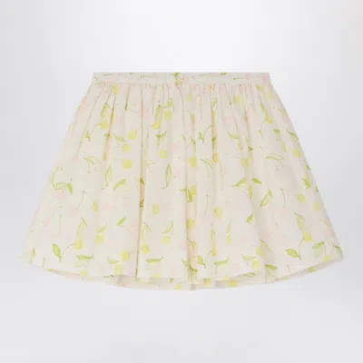 Bonpoint Suzon Cotton Skirt With Pink Print In Yellow