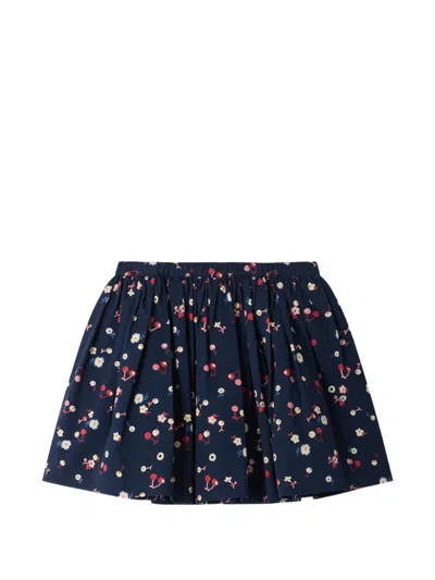 Bonpoint Kids' Suzon Floral-print Skirt In Blue