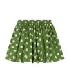 Bonpoint Suzon Green Satin Skirt With Floral Print In Organic Cotton In Green