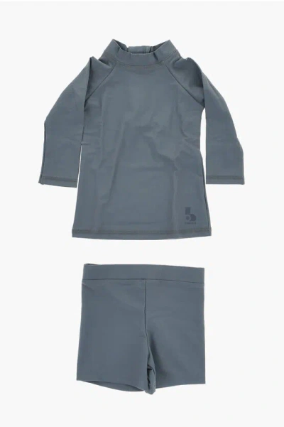 Bonpoint Babies' Swim-wear Coordinated Set With Printed Logo In Gray