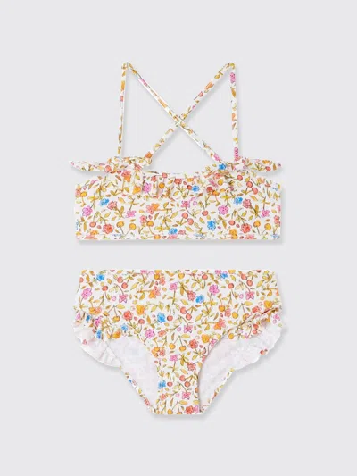 Bonpoint Kids' Abigael Floral-print Bikini In Orange