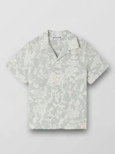 Bonpoint Kids' Steve Floral-print Cotton Shirt In Green