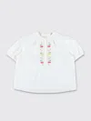 Bonpoint White Top For Girl With Cherries In Weiss