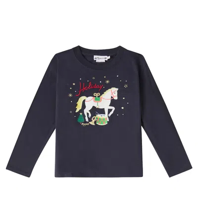 Bonpoint Kids' Tadda Printed Cotton T-shirt In Blue