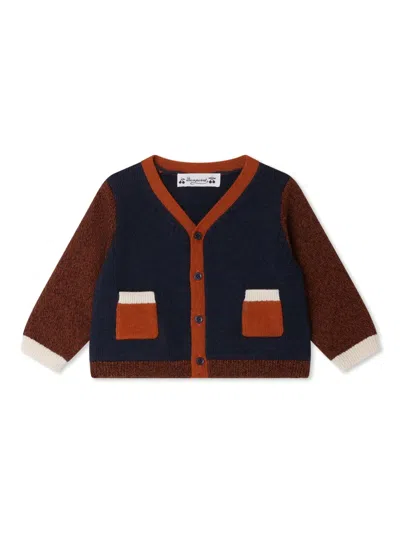 Bonpoint Babies' Tahiel Colour-block Cardigan In Blue