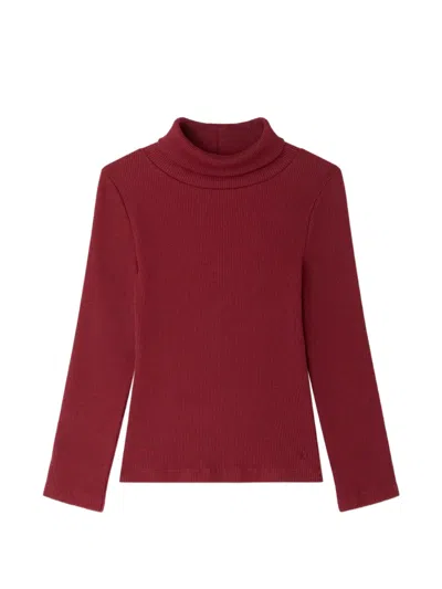 Bonpoint Kids' Tahiti Ribbed-knit Roll-neck Top In Red