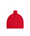 Bonpoint Talina Pointelle-knit Pompom Beanie In Red