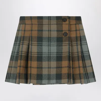 Bonpoint Talissa Kilt Skirt In Wool With Check Pattern In Green