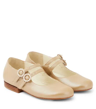 Bonpoint Kids' Tam Metallic Leather Mary Jane Flats In Gold