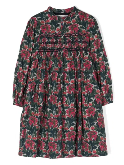 Bonpoint Kids' Floral-print Long-sleeve Dress In Pink