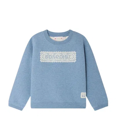 Bonpoint Kids' Tayla Doily-embroidered Sweatshirt In Organic Cotton In Blue
