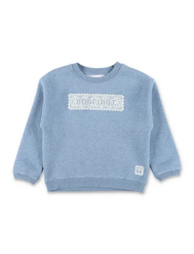 Bonpoint Tayla Doily-inspired Embroidered Organic Cotton Sweatshirt For Girls In Blue
