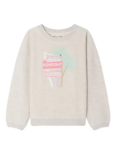 Bonpoint Kids' Tayla Embroidery Sweatshirt In Gray