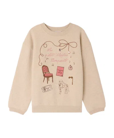 Bonpoint Tayla Sweatshirt With Embroidered Theatre Motif Organic Cotton In Neutral