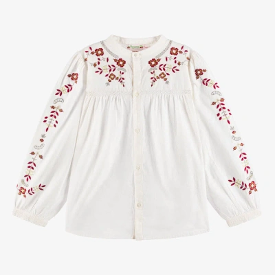 Bonpoint Teen Girls Ivory Cotton Embroidered Blouse