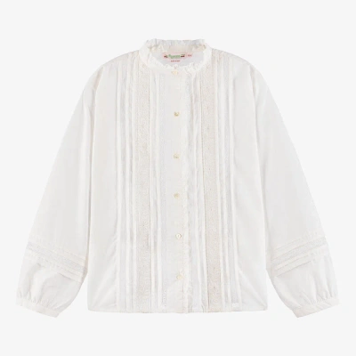 Bonpoint Teen Girls White Cotton Embroidered Blouse