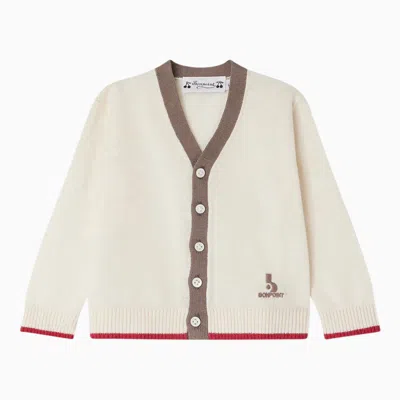 Bonpoint Teotim Écru Cotton Cardigan In Beige