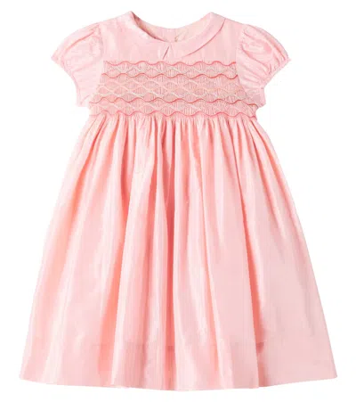 Bonpoint Kids' Terrie Shirred Silk Taffeta Dress In Pink