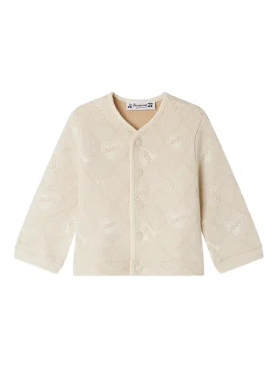Bonpoint Babies' Textured Graphic Pattern Cardigan In Neutral