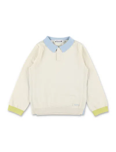 Bonpoint The Mae Mini Polo Shirt In Organic Cotton & Cashmere In Beige