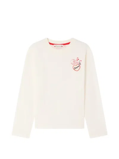 Bonpoint Kids' Theia Logo-patch Long-sleeve T-shirt In White