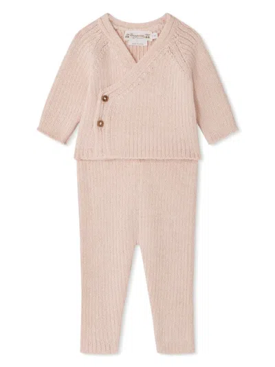 Bonpoint Babies' Theva Knitted Tracksuit Set In Pink