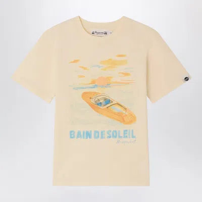 Bonpoint Thibald Ecru T-shirt With Bain De Soleil Print In Neutral