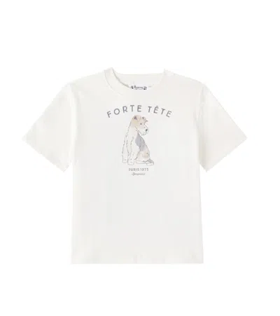 Bonpoint Kids' T-shirt Thibald Aus Baumwoll-jersey In Ecru