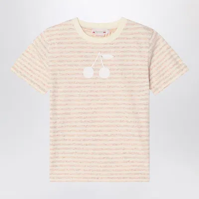 Bonpoint Thida T-shirt Pink Striped In Cotton Blend