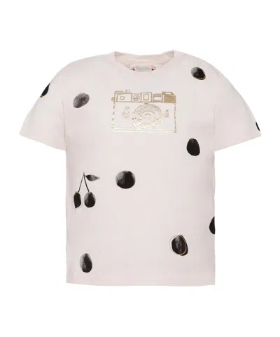 Bonpoint Kids' Thida T-shirt With Polka Dot Print In Organic Cotton In Neutral