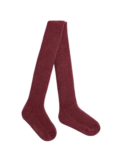 Bonpoint Kids' Thomina Cotton Tights In Burgundy