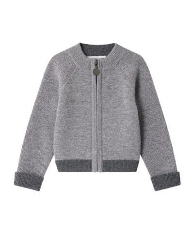Bonpoint Kids' Thylio Baby Cardigan With Stand Collar In Cashmere In Gray