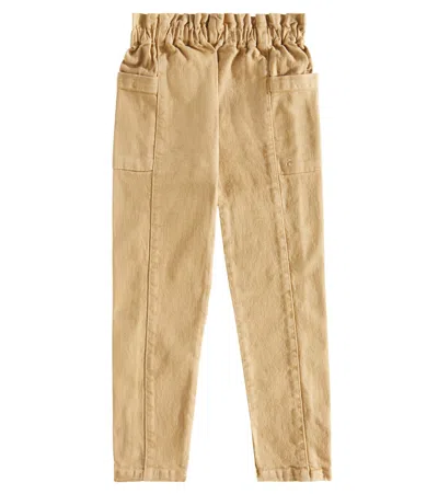 Bonpoint Kids' Tiche Cotton Straight Pants In Beige